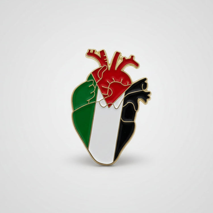 Heart-Shaped Palestine Flag Pin Badge