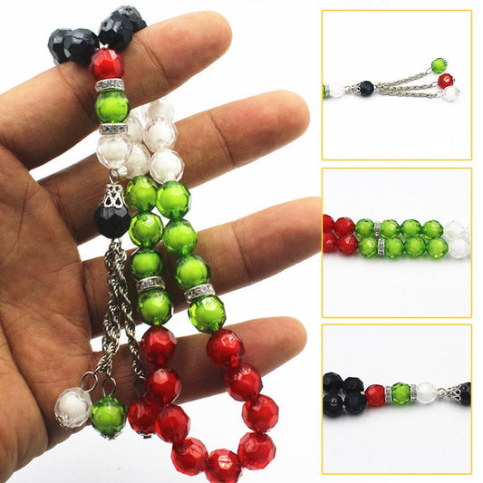 Palestinian Flag Tasbeeh – 33-Bead Prayer Beads