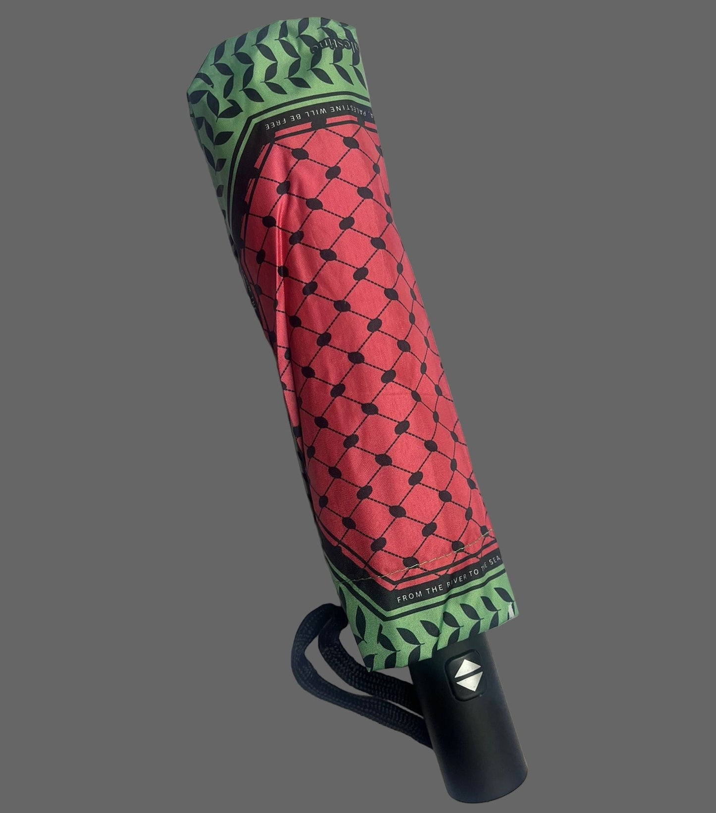 Kites4Palestine Foldable Umbrella – Keffiyeh & Watermelon Design