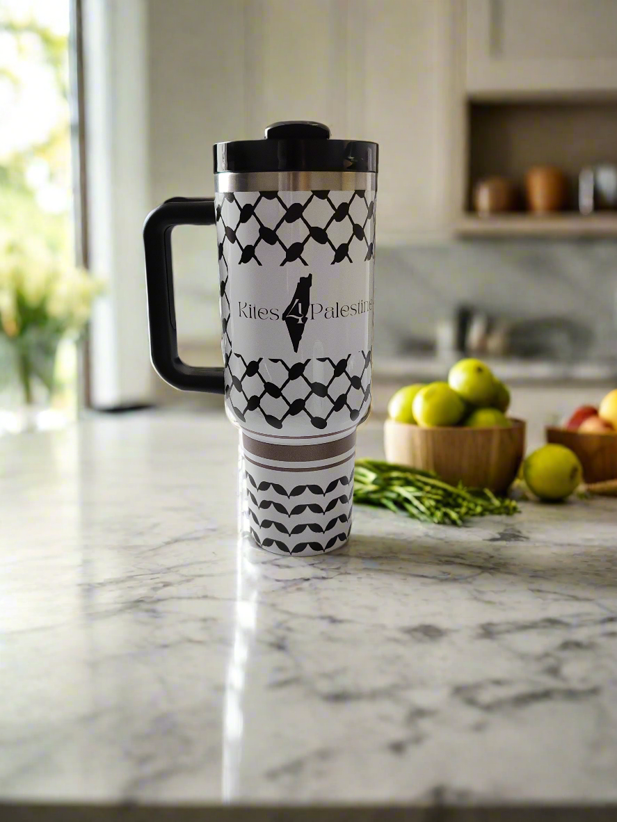 Keffiyeh Stainless Steel Tumbler Cup – Kites 4 Palestine Edition (1L)