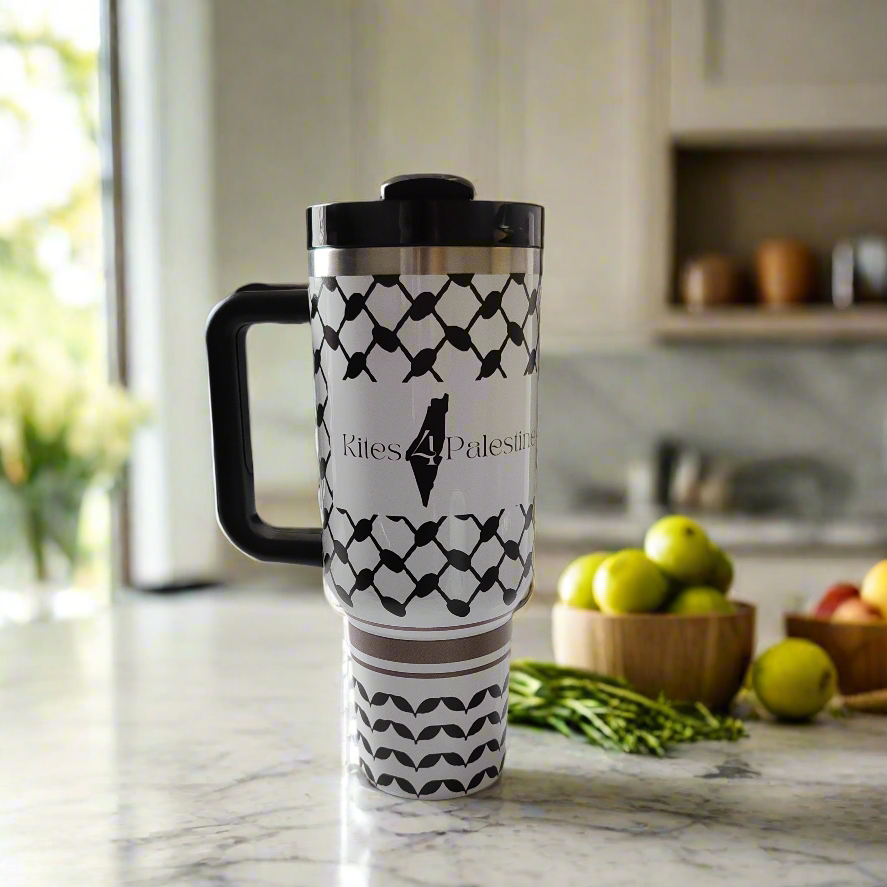 Keffiyeh Stainless Steel Tumbler Cup – Kites 4 Palestine Edition (1L)