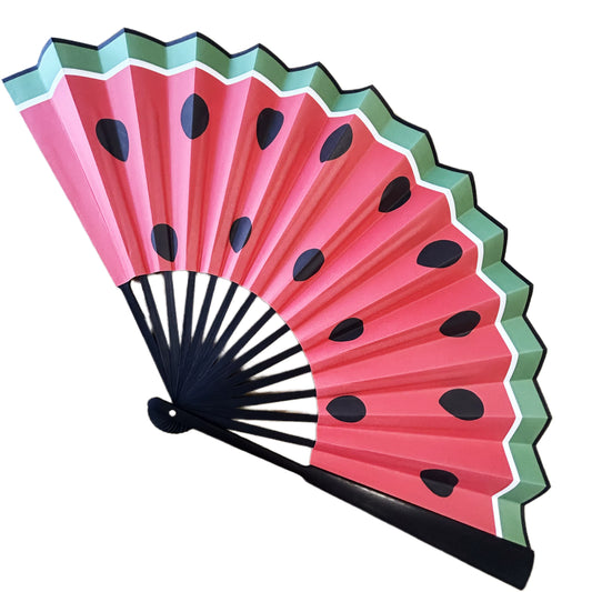 Palestinian Watermelon Folding Hand Fan – 33cm Bamboo Handle