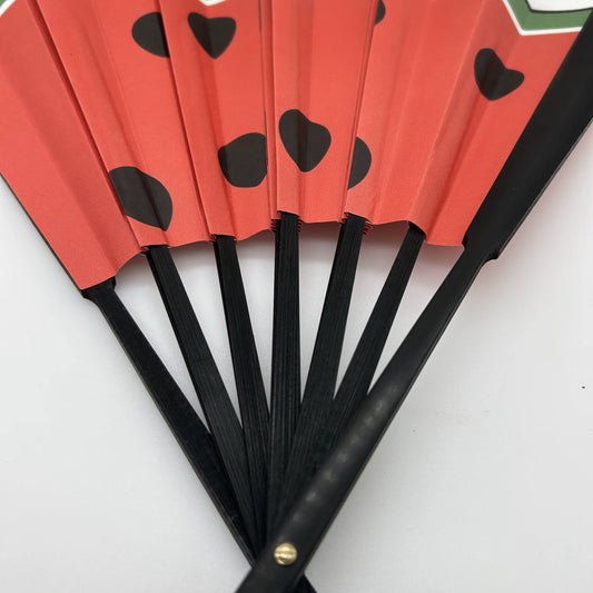 Palestinian Watermelon Folding Hand Fan – 33cm Bamboo Handle