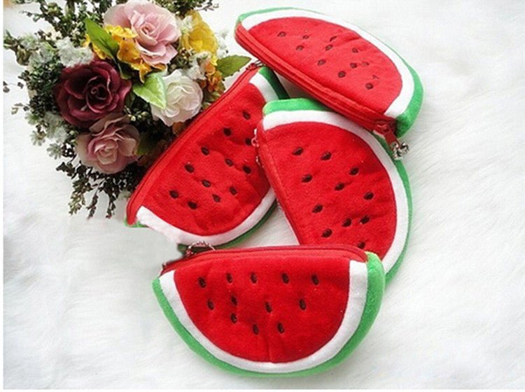 Plush Watermelon Purse – Fun Zippered Nylon Bag for Kids & Adults - Kites 4 Palestine