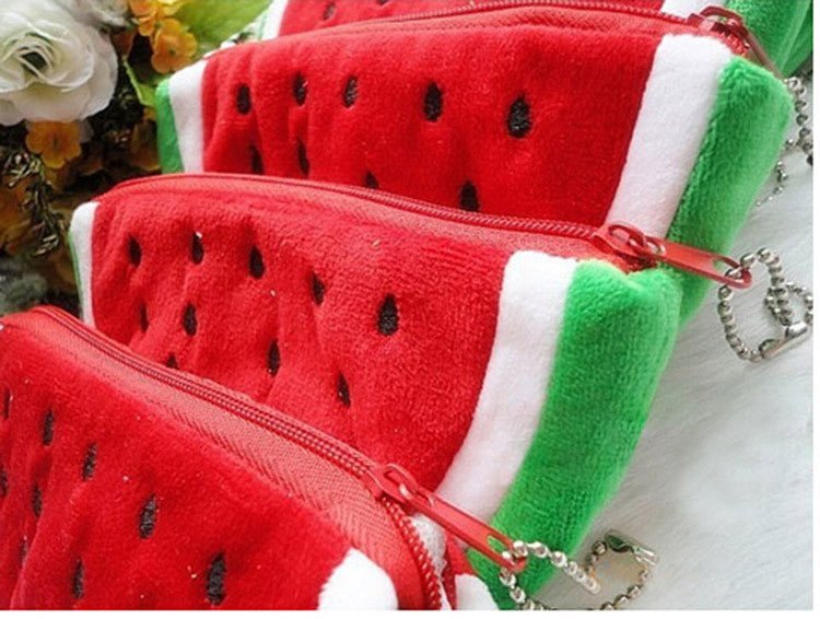 Plush Watermelon Purse – Fun Zippered Nylon Bag for Kids & Adults - Kites 4 Palestine