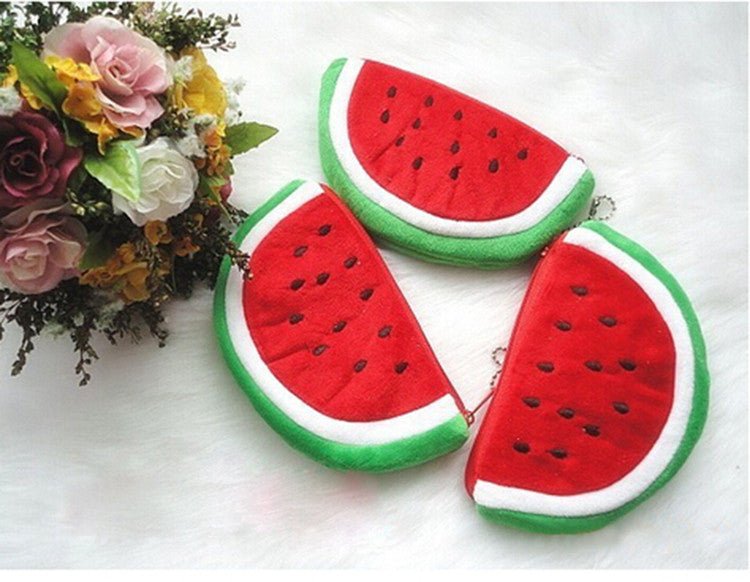 Plush Watermelon Purse – Fun Zippered Nylon Bag for Kids & Adults - Kites 4 Palestine