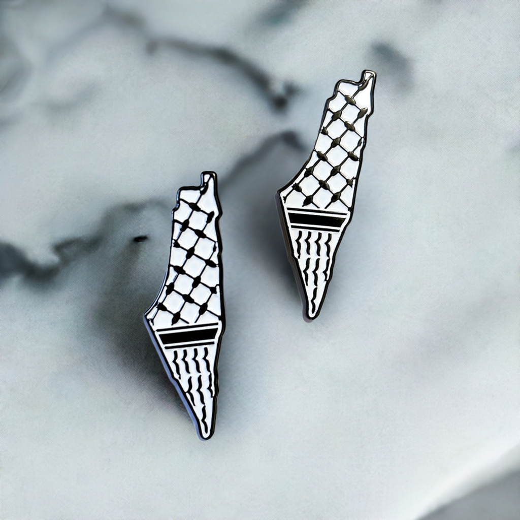 Palestine Map Keffiyeh Badge Pin