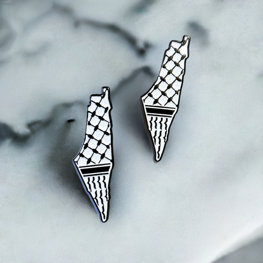 Palestine Map Keffiyeh Badge Pin