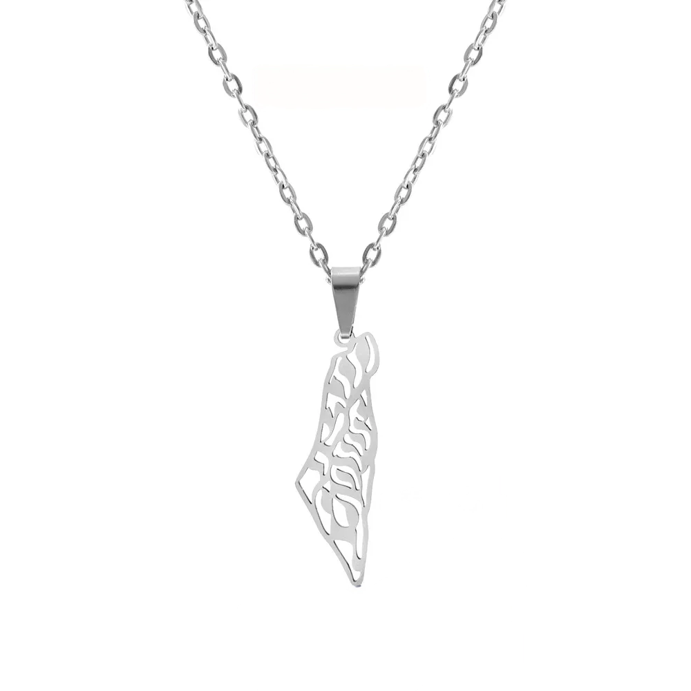 Olive Leaves Silhouette in Map Necklace