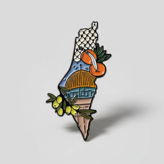 Palestine Map Orange Pin Badge