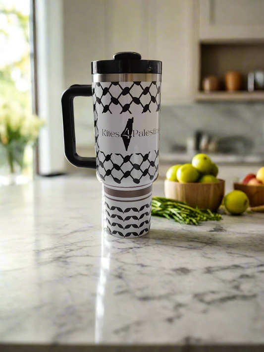 Keffiyeh Stainless Steel Tumbler Cup – Kites 4 Palestine Edition (1L)