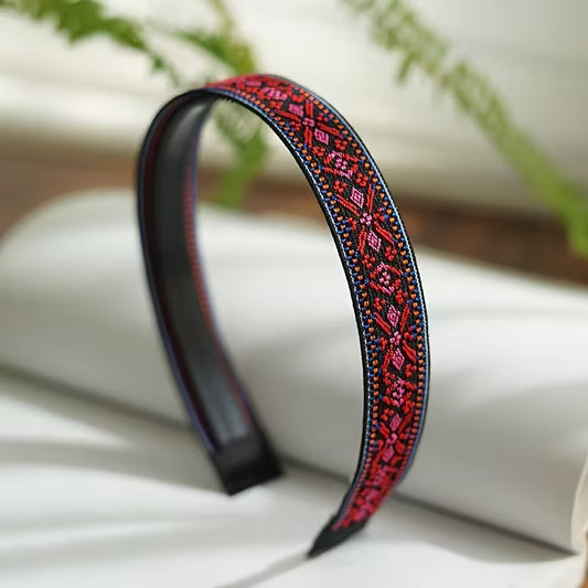 Tatreez Patterned Headband – Red