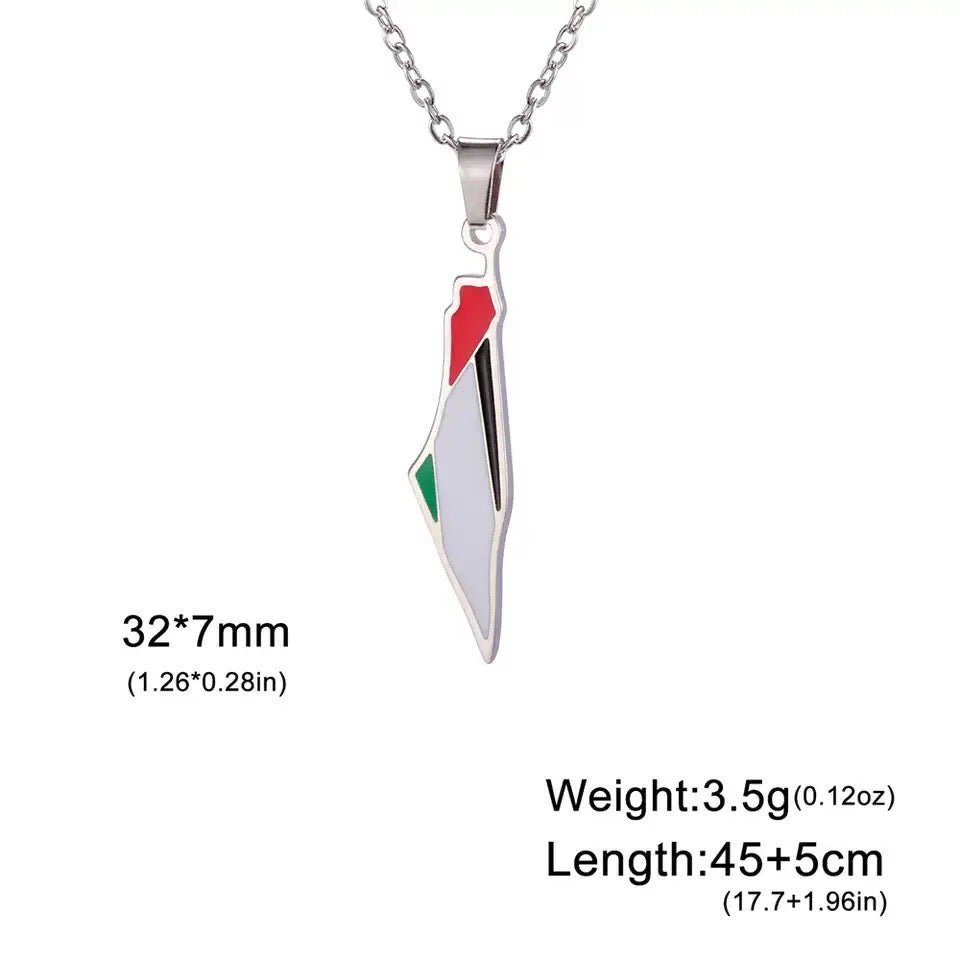 Palestine Map Flag Pendant Necklace - Kites 4 Palestine