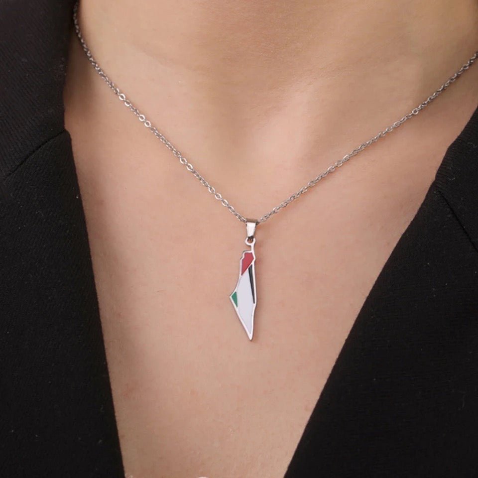 Palestine Map Flag Pendant Necklace - Kites 4 Palestine