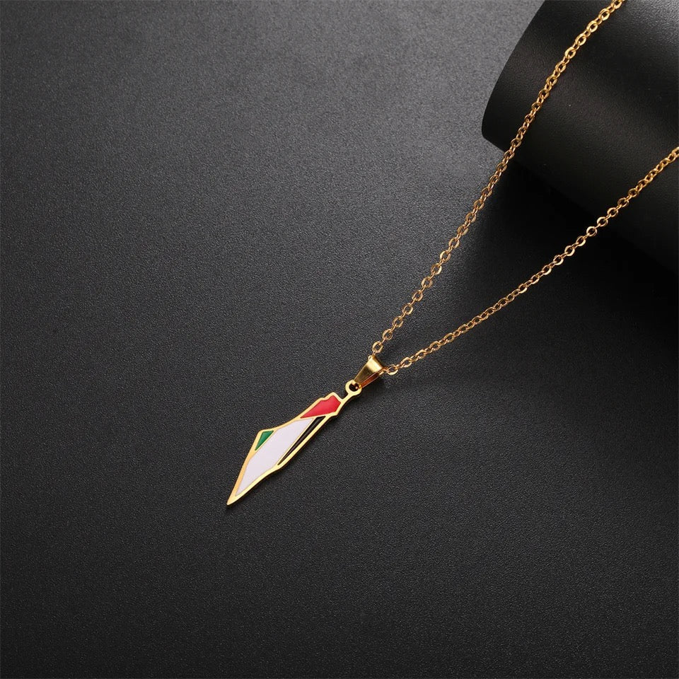 Palestine Map Flag Pendant Necklace - Kites 4 Palestine