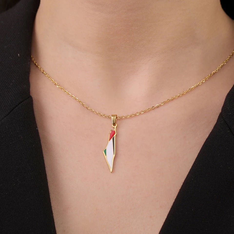 Palestine Map Flag Pendant Necklace - Kites 4 Palestine