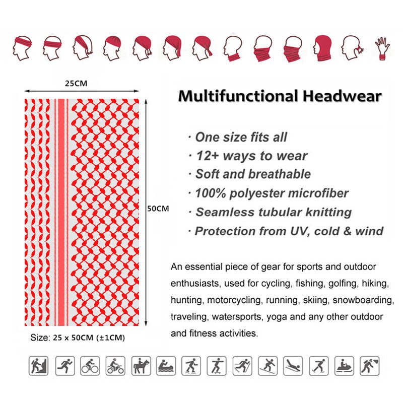Palestine Red Keffiyeh Bandana Neck Gaiter Mask - Kites 4 Palestine