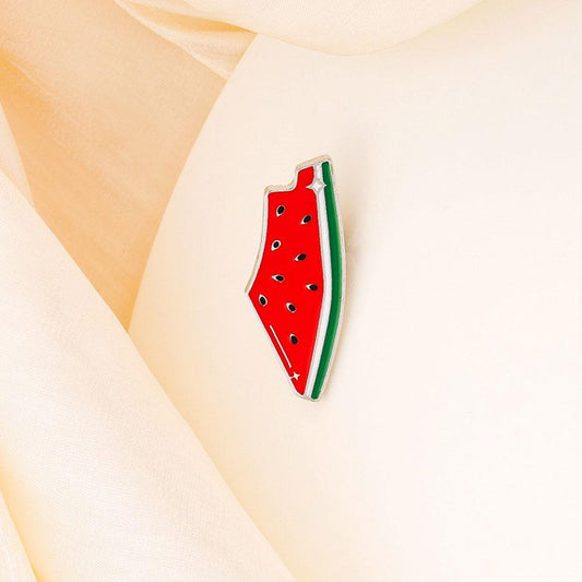 Palestine Map Watermelon Badge Pin