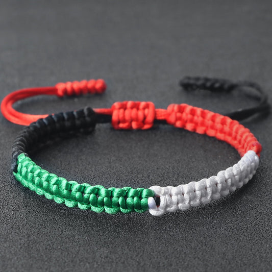 Palestine Flag Friendship Bracelet – Four-Strand Braided Cord