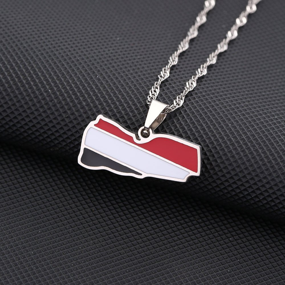 Yemen Map Flag Pendant Necklace - Kites 4 Palestine