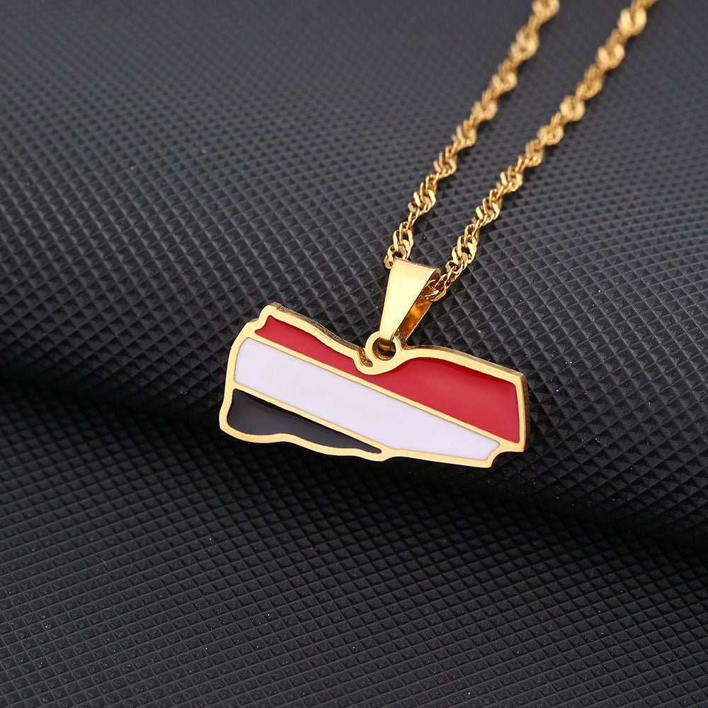 Yemen Map Flag Pendant Necklace - Kites 4 Palestine