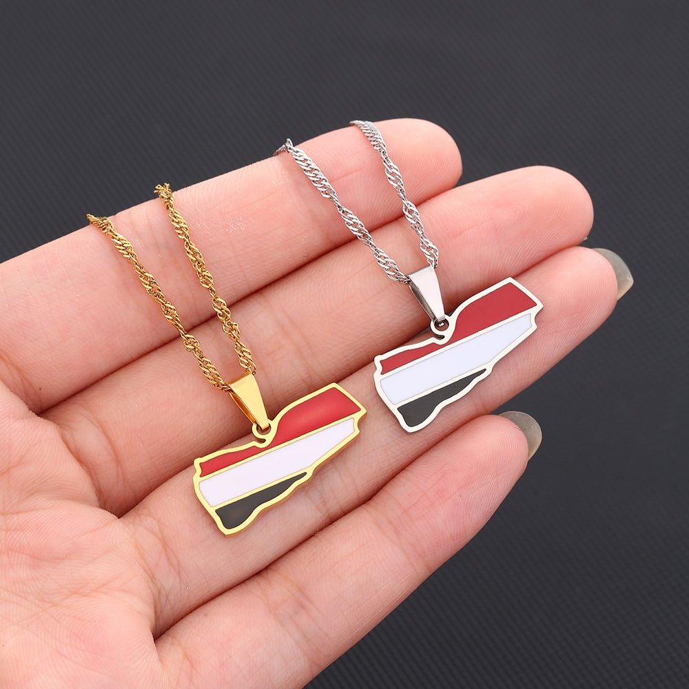 Yemen Map Flag Pendant Necklace - Kites 4 Palestine