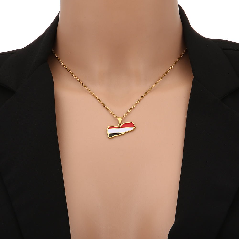 Yemen Map Flag Pendant Necklace - Kites 4 Palestine